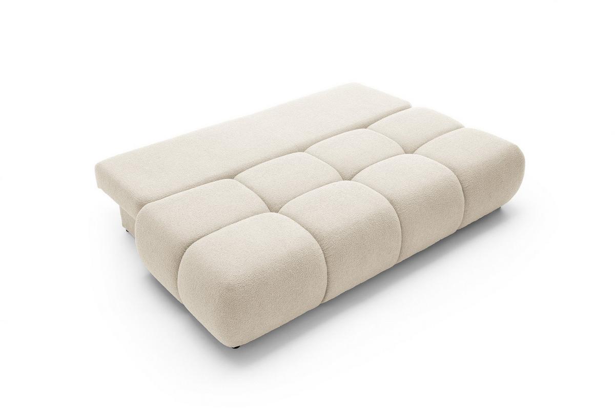 BETTSOFA CORSO Beige Bucle-Stoff mit Schlaffunktion - Beige, Holz (214/89/104cm) - MASSENO