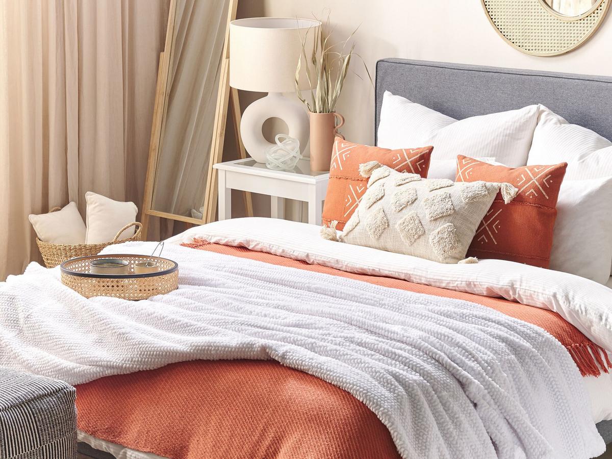 DECKE Weiß Bjas 200/220 cm - Weiß, Textil (200/220cm) - Beliani