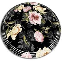 VINYL TEPPICH Ø100 cm Rosen - Hellrosa/Schwarz, Kunststoff (100/100cm) - TULUP