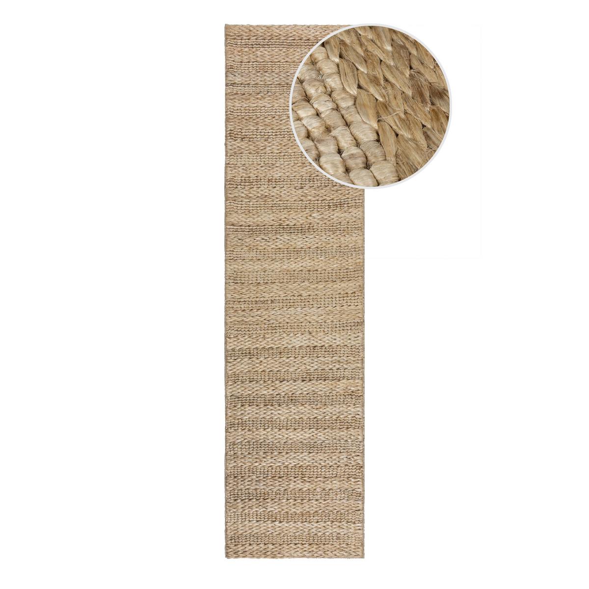 TEPPICH handgewebt CHASE, mit Struktur, aus Kenaf, Natur, 60 x 230 cm - Beige, Textil (230/60cm) - KADIMA DESIGN