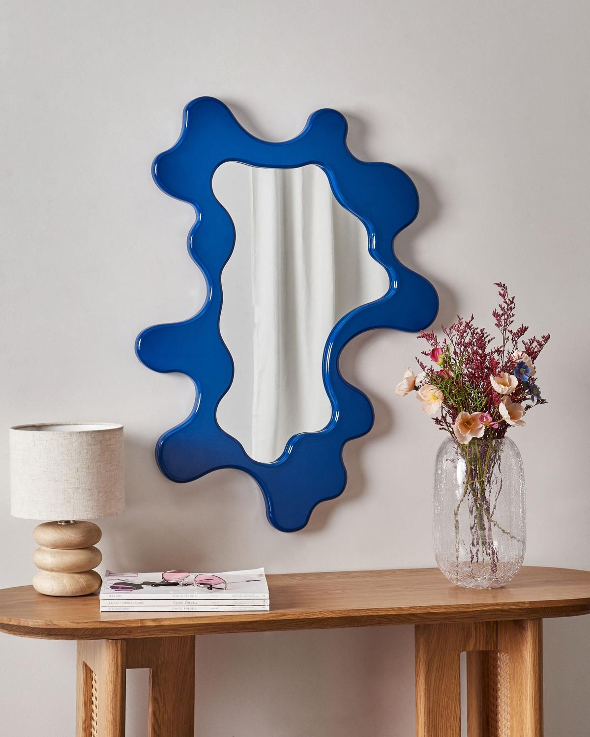 WANDSPIEGEL 59/80 cm Blau Roscoff - Blau, Holzwerkstoff (59/80/4cm) - Beliani