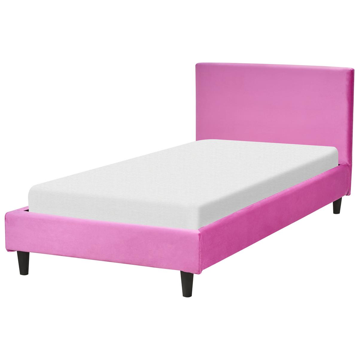 BETTRAHMENBEZUG Samtstoff 90/200 cm Fuchsia Fitou - Pink, Textil (100/214cm) - Beliani