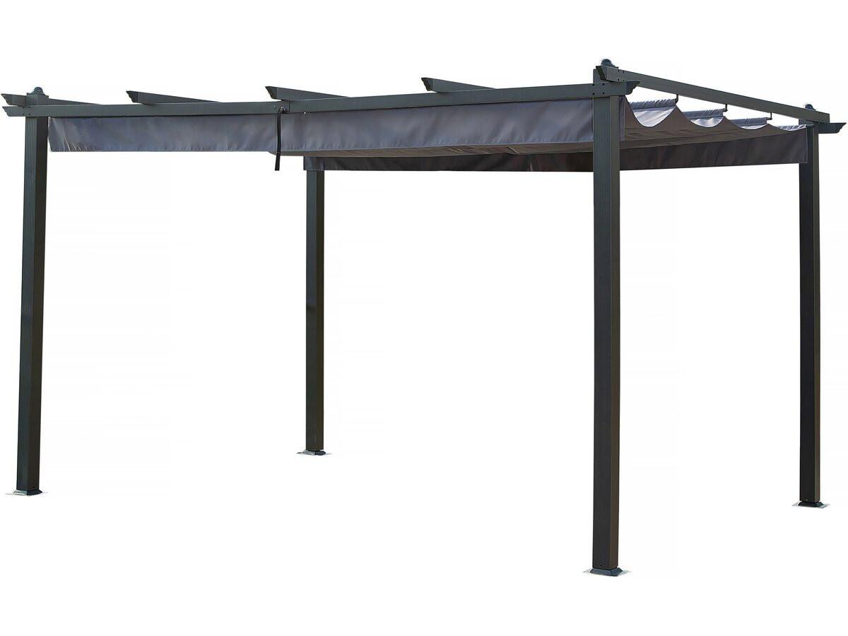 PERGOLA - MARKISE pergola en aluminium avec toit rétractable - 3 x 4 m - gris anthracite Anthrazit - Grau, Metall (295/231/395cm) - Habitat Garten