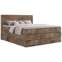 BOXSPRINGBETT TILION KING 200/200 - Braun Cord - Topper Visco - H3 - Schwarz/Braun, Kunststoff/Textil (200/200cm) - MKS