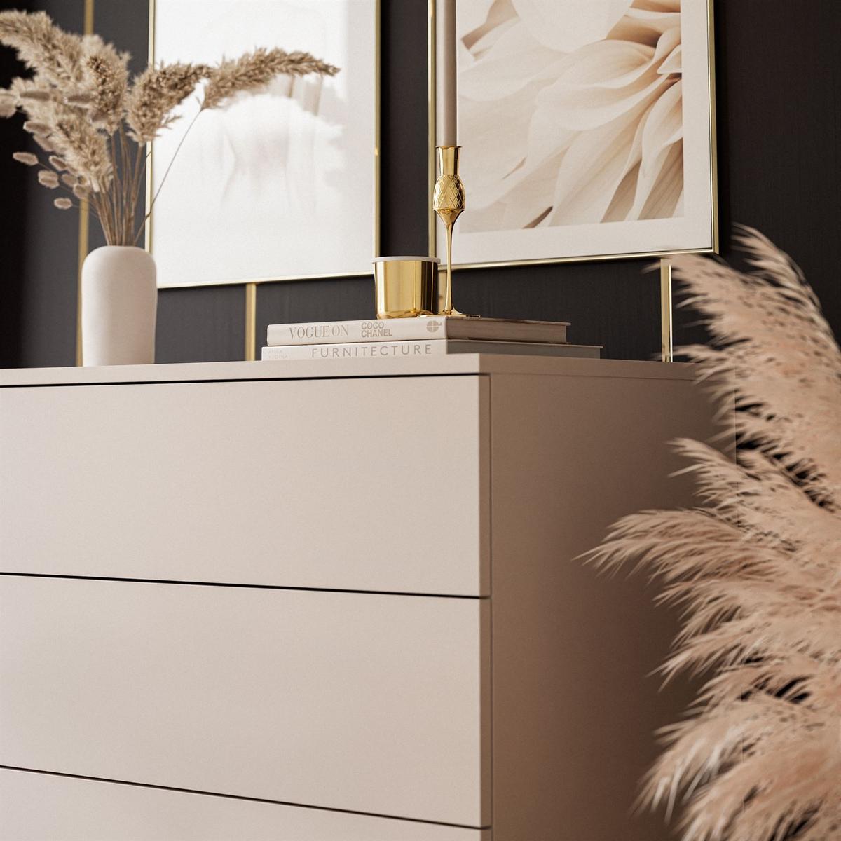 KOMMODE LINA KASCHMIR 95 cm mit LED-Beleuchtung Push-Open-System - Kaschmir/Beige, Holzwerkstoff (95/84/40cm) - Lookway