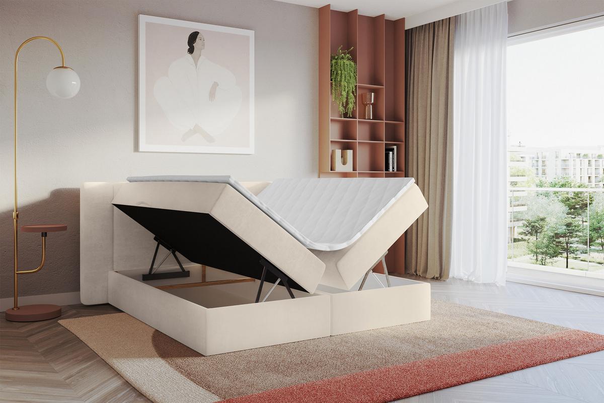 BOXBETT mit Matratze H3 - EVON - 180x200 cm Beige - Champagner, Holzwerkstoff (180/200cm) - ALTDECOR