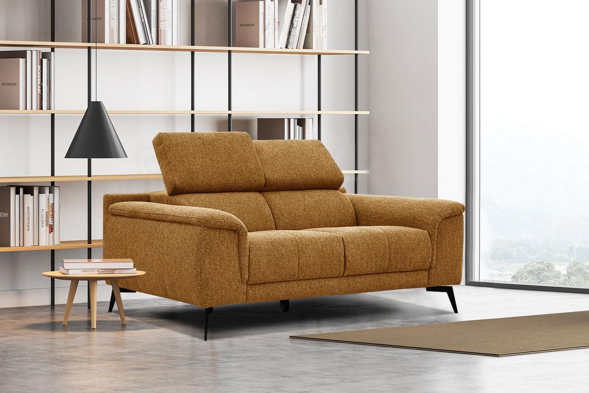 SOFA FIERO 2-Sitzer, orange - Schwarz/Orange, Holzwerkstoff/Textil (170/82/103cm) - Wozimo