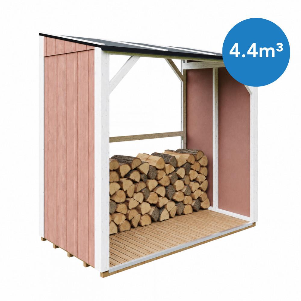 BRENNHOLZLAGER 2,54 m², Kaminholzunterstand mit ~4,4 m³ Lagerkapazität - Rot, Holz (118/220/215cm) - Timbela