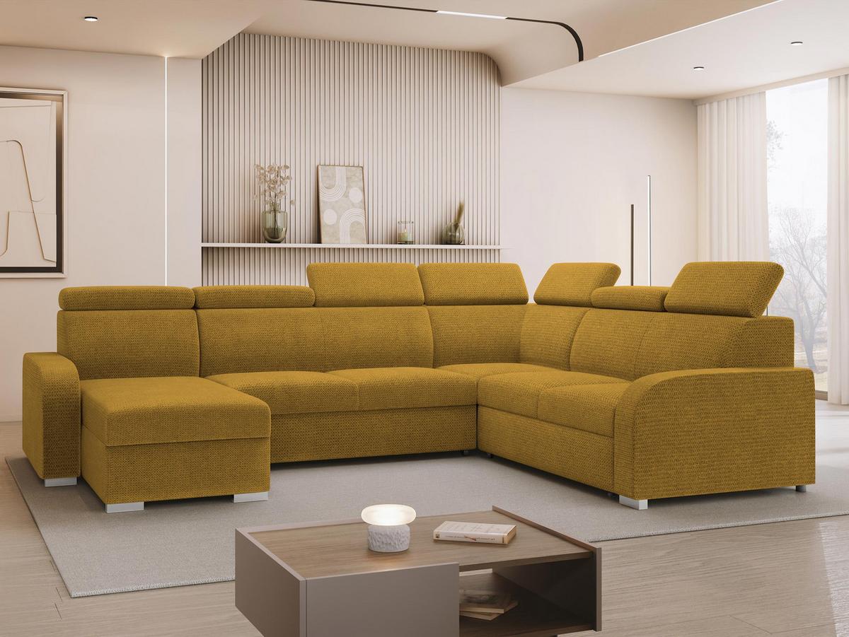 WOHNLANDSCHAFT Oslo 2rR2pLC - Gelb/Silberfarben, Holz/Kunststoff (315/85/250cm) - MIRJAN24