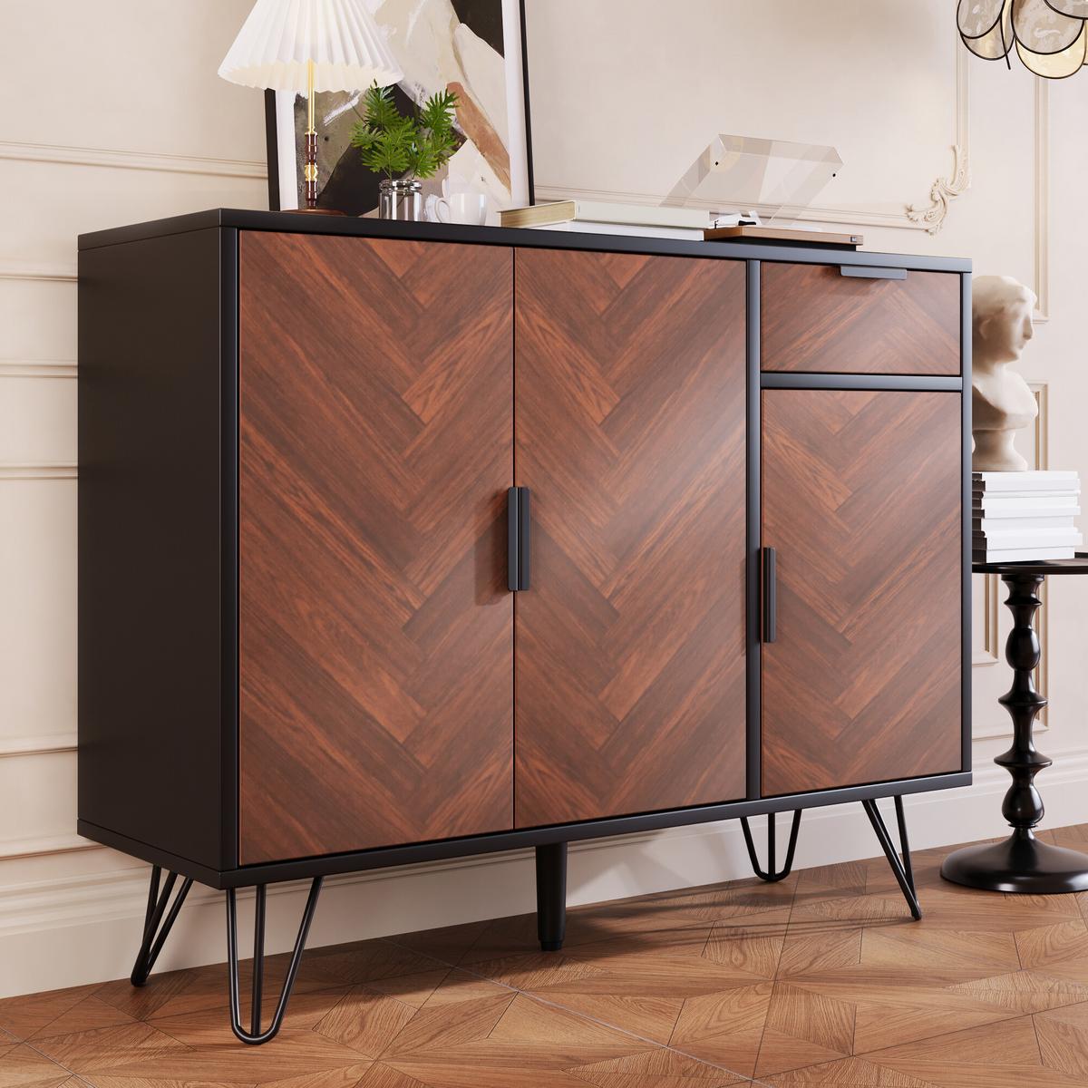 SIDEBOARD Schwarz 90/30/71,5 cm - Schwarz, Holzwerkstoff (90/72/30cm) - Urban Meuble