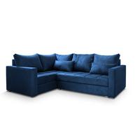 ECKSOFA LIRENO L-S Blau Plüsch-Stoff mit Schlaffunktion - Blau/Grau, Holz/Kunststoff (220/153cm) - MASSENO