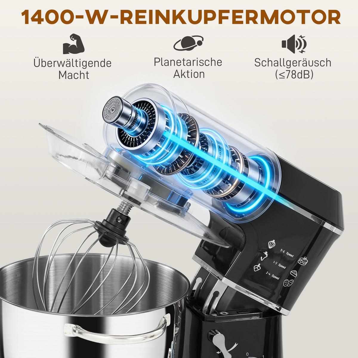 STANDMIXER Aluminium Edelstahl Schwarz - Schwarz, Metall (31/34/37cm) - HOMCOM
