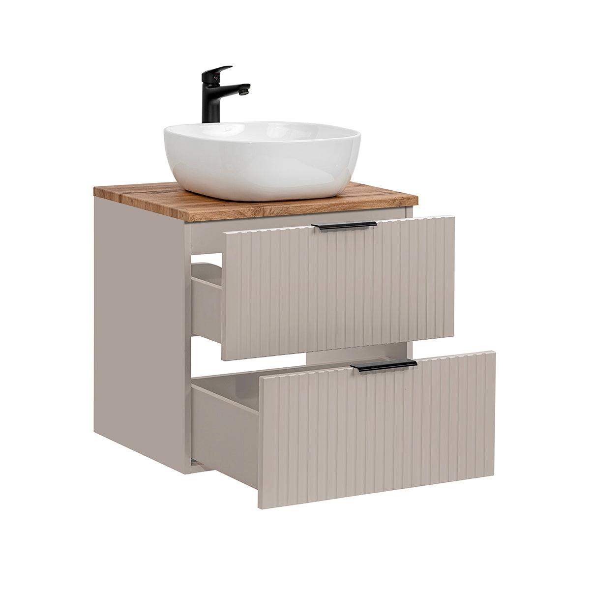BADMÖBEL 60.6cm Adriel 2er-Set Kaschmir und Holz - Beige, Holzwerkstoff (60.6/59/46cm) - Petits-meubles