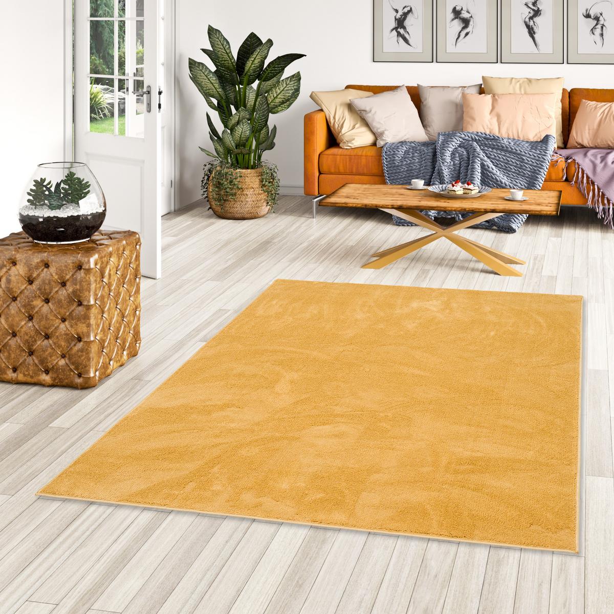LUXUS SUPER SOFT HOCHFLOR LANGFLOR TEPPICH DELUXE - Currygelb, Textil (100/300cm) - Snapstyle