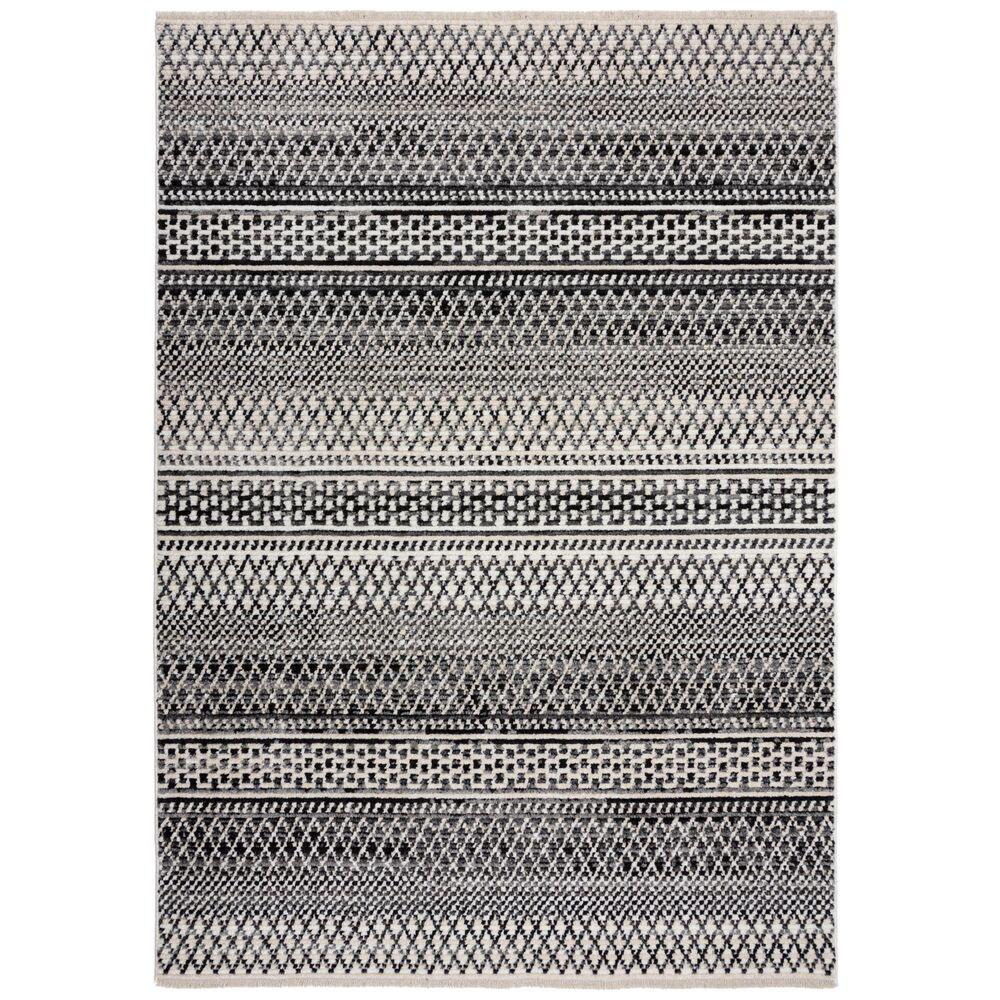 TEPPICH PERRAN, gestreift, Schwarz-Weiß, 160 x 230 cm - Schwarz, Textil (160/230cm) - KADIMA DESIGN