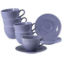 MILCHKAFFEETASSEN MIT UNTERTASSEN Beat Color Glaze Fliederblau 350 ml 6er Set - Flieder, Keramik (16.7/9.3/16.7cm) - Seltmann Weiden