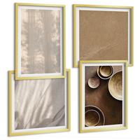 BILDER SET 4er Set - 50x50 cm & 40x60 cm Goldrahmen - Strukturen, Texturen, Minimalismus - Goldfarben, Kunststoff (50/50cm) - TULUP