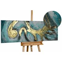 ÖLGEMÄLDE 150/50 cm - Türkis/Weiß, Holz/Textil (150/50cm) - KUNSTLOFT