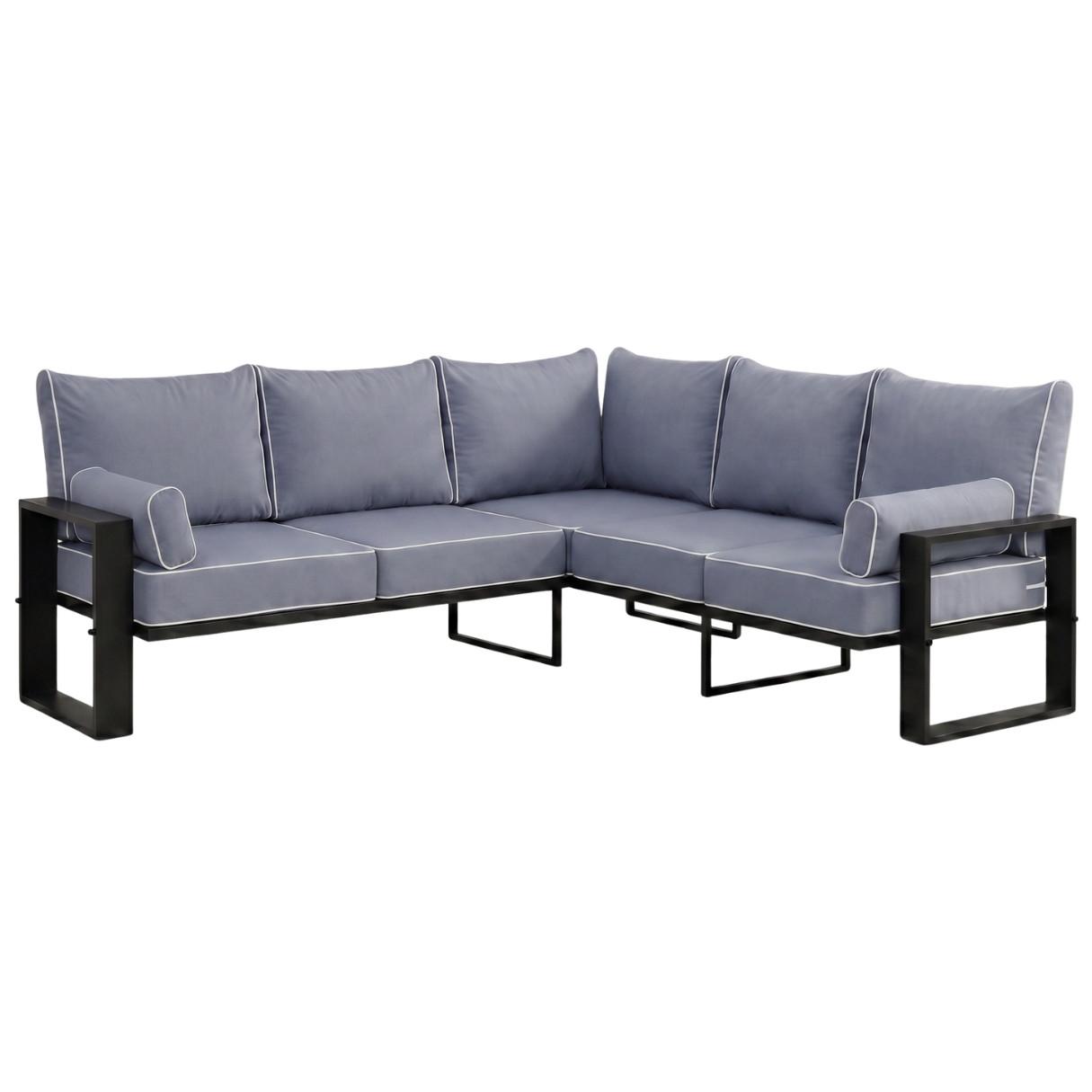 LOUNGEECKTEIL Verdino 2R2 mit Metallrahmen 207 cm Blaugrau - Blaugrau, Metall (207/90/207cm) - Beautysofa