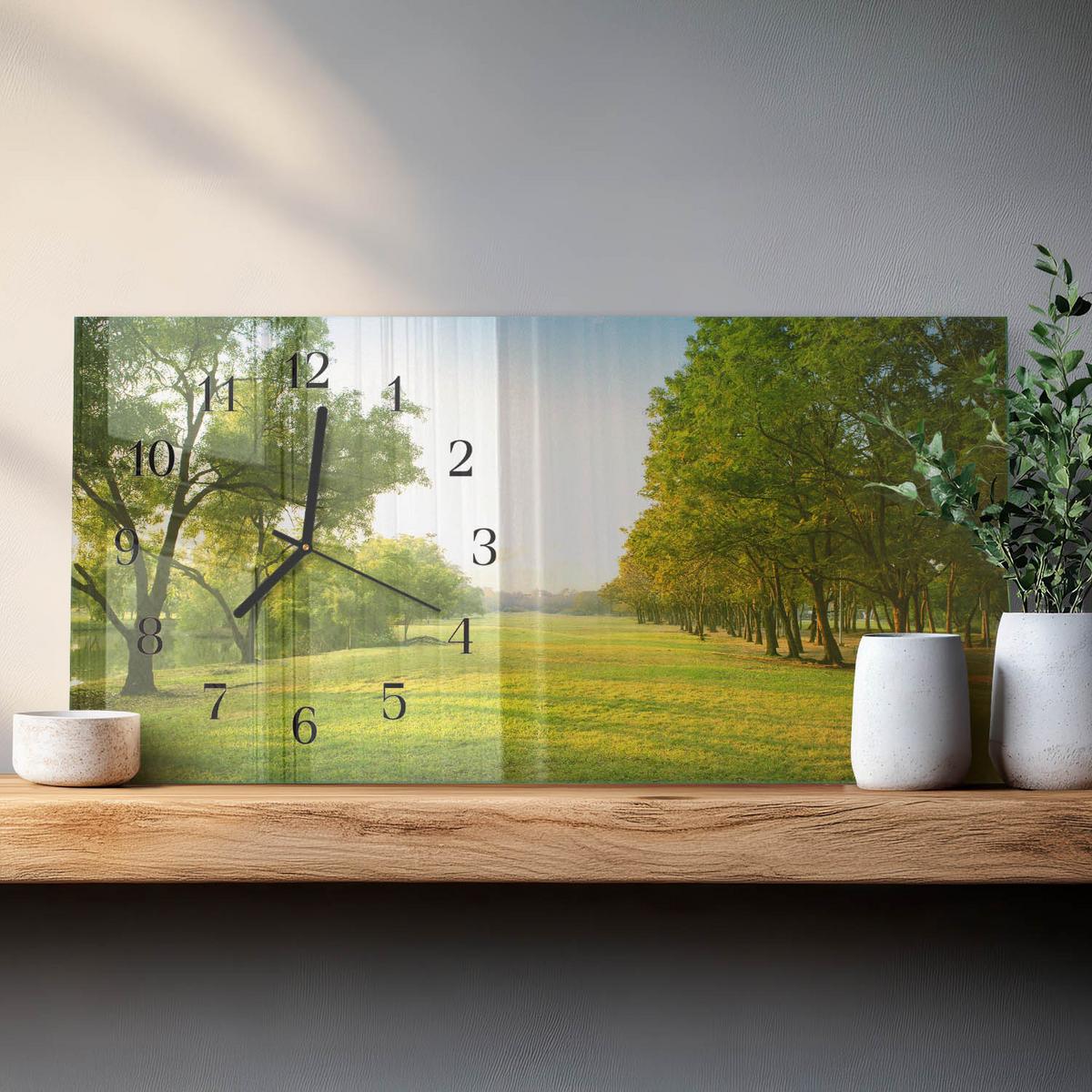 WANDUHR aus Glas 60x30 cm - Das Grün der Natur - Grün, Glas (60/30/0.4cm) - TULUP