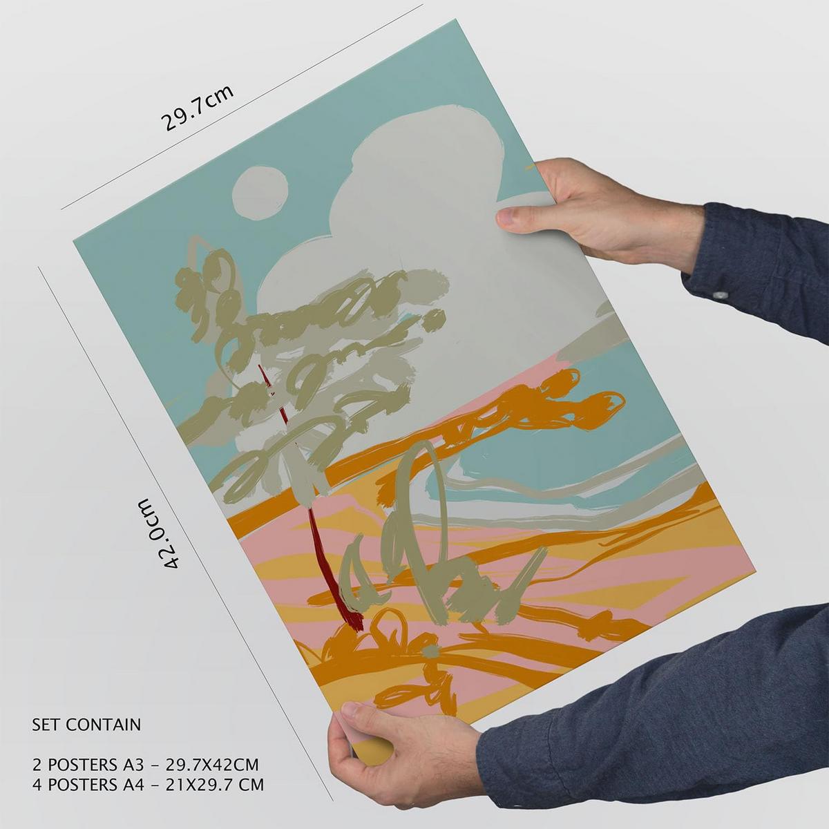 POSTER Set Mit 6 Seashores Frames 2 In Kulissen Abstracts Ästhetische Deko Drucke Für Ihr Wohnzimmer, Schlafzimmer, Zuhause A3 & A4 Rahmenlos - Klar, Papier (29/3cm) - Nacnic