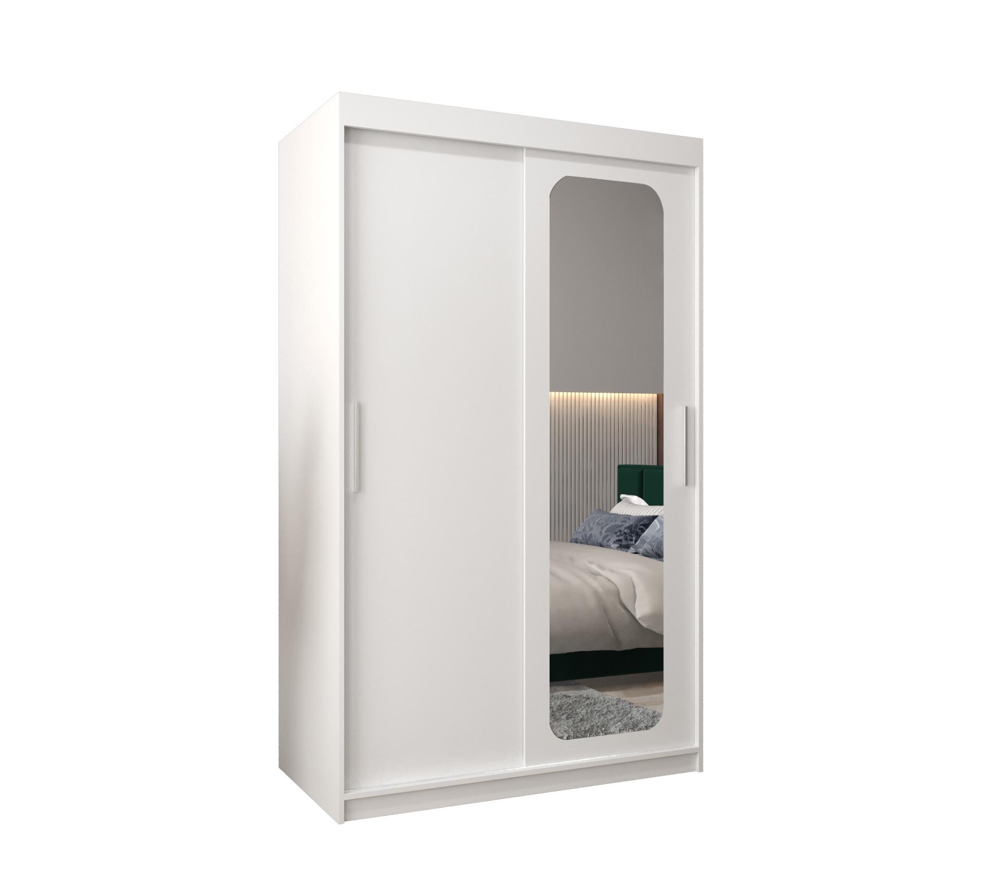 SCHWEBETÜRENSCHRANK 200/120/62 2-türig - Silberfarben/Weiß, Holz/Kunststoff (120/200/62cm) - MÖBEL KRYSPOL