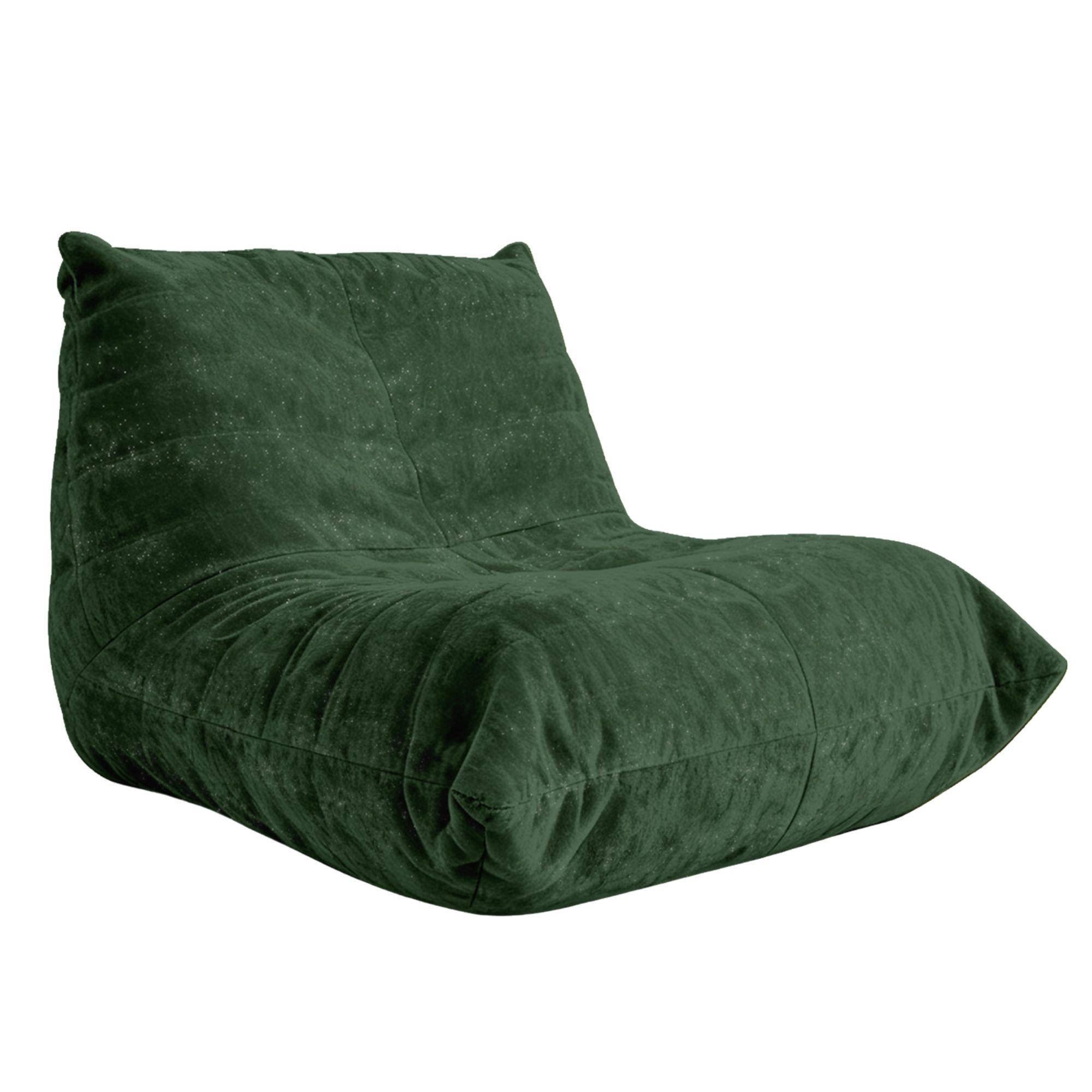 SITZSACK aus glänzendem Chenille mit Ergonomie - Grün, Textil (90/80/100cm) - Urban Meuble