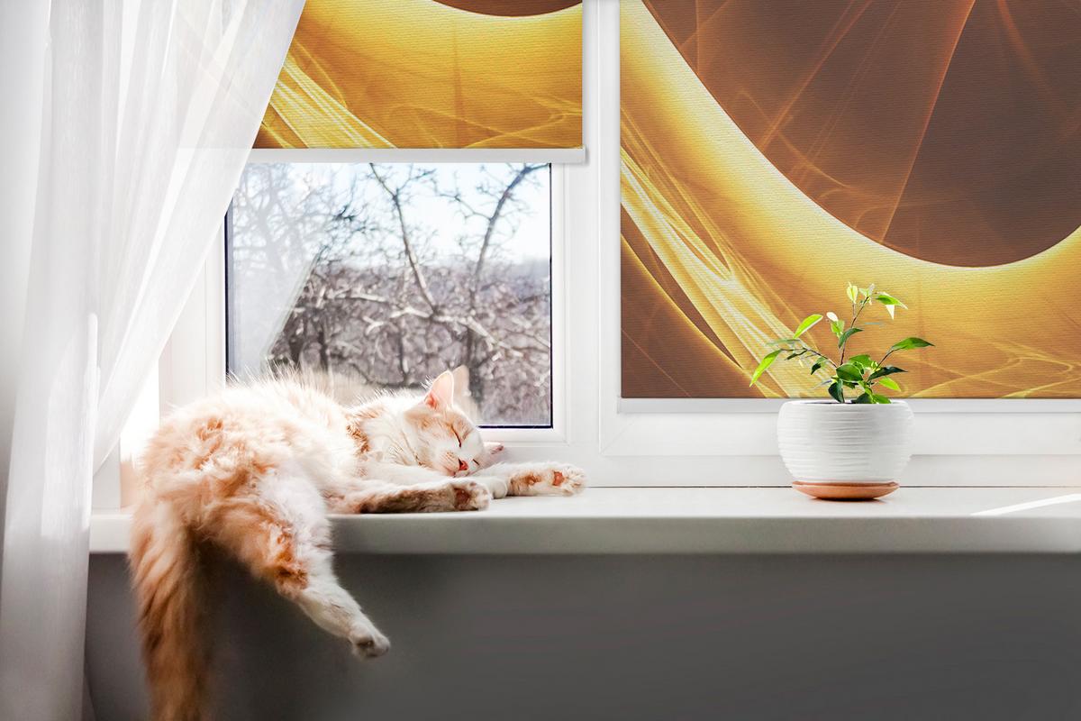 INNENROLLO - Fensterrollo - Rollo - 140x140 cm - Orange Abstraktion - Orange, Kunststoff (140/140/0.5cm) - TULUP