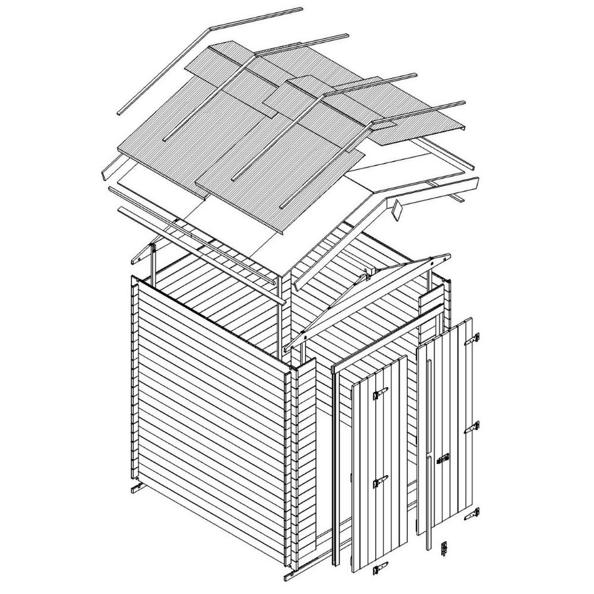 HOLZ-GARTENHAUS 3,53 m² – TIMBELA M343C1 - Naturfarben, Holz (216/218/206cm) - Timbela