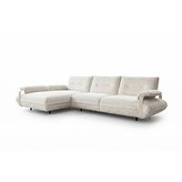 ECKSOFA ANISSA Cremeweiß Flachgewebe - Creme/Schwarz, Kunststoff/Textil (297/185cm) - KAWOLA