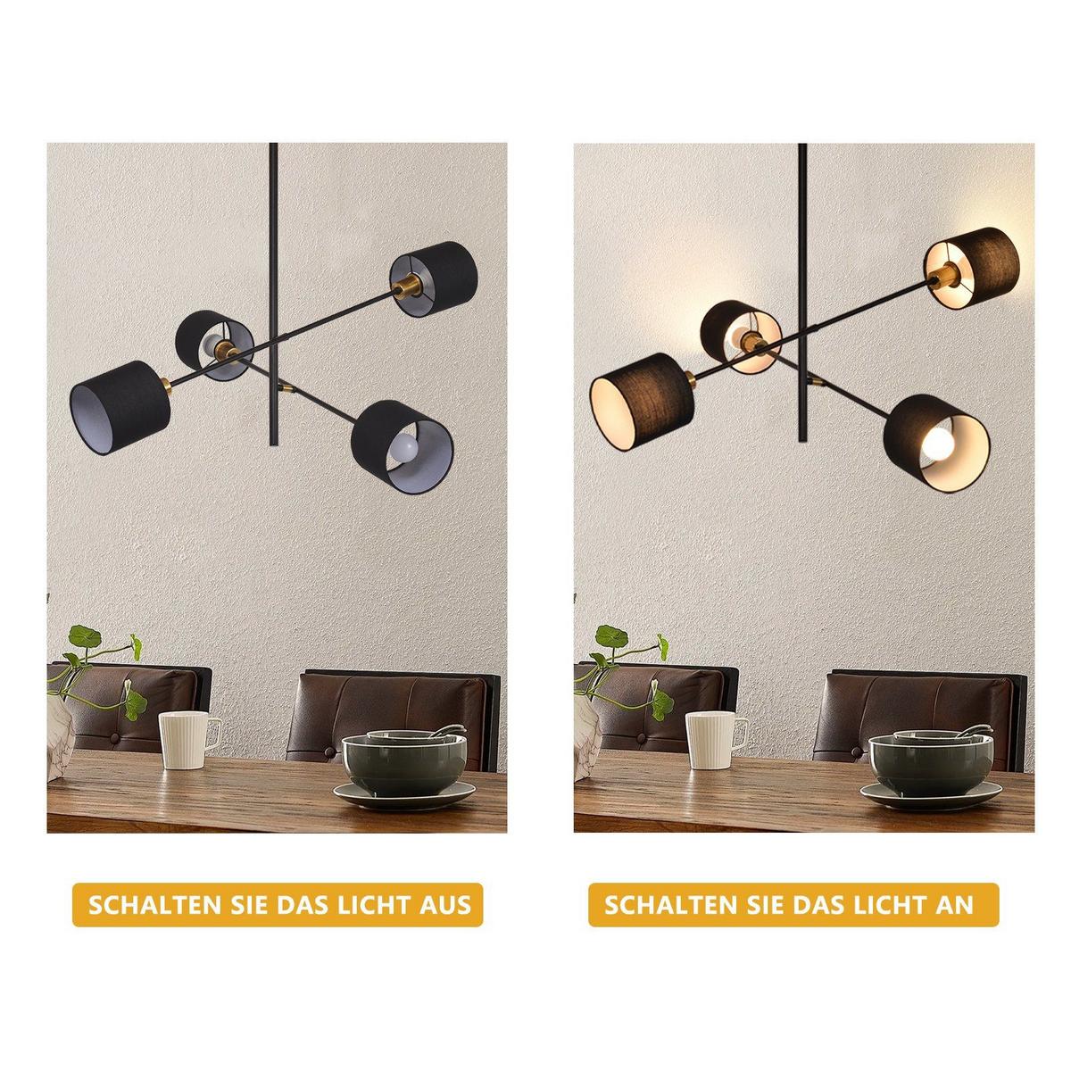 PENDELLEUCHTE Reiner 4-flammig 68/68/85 cm - Schwarz, Metall (68/68/85cm) - Nettlife