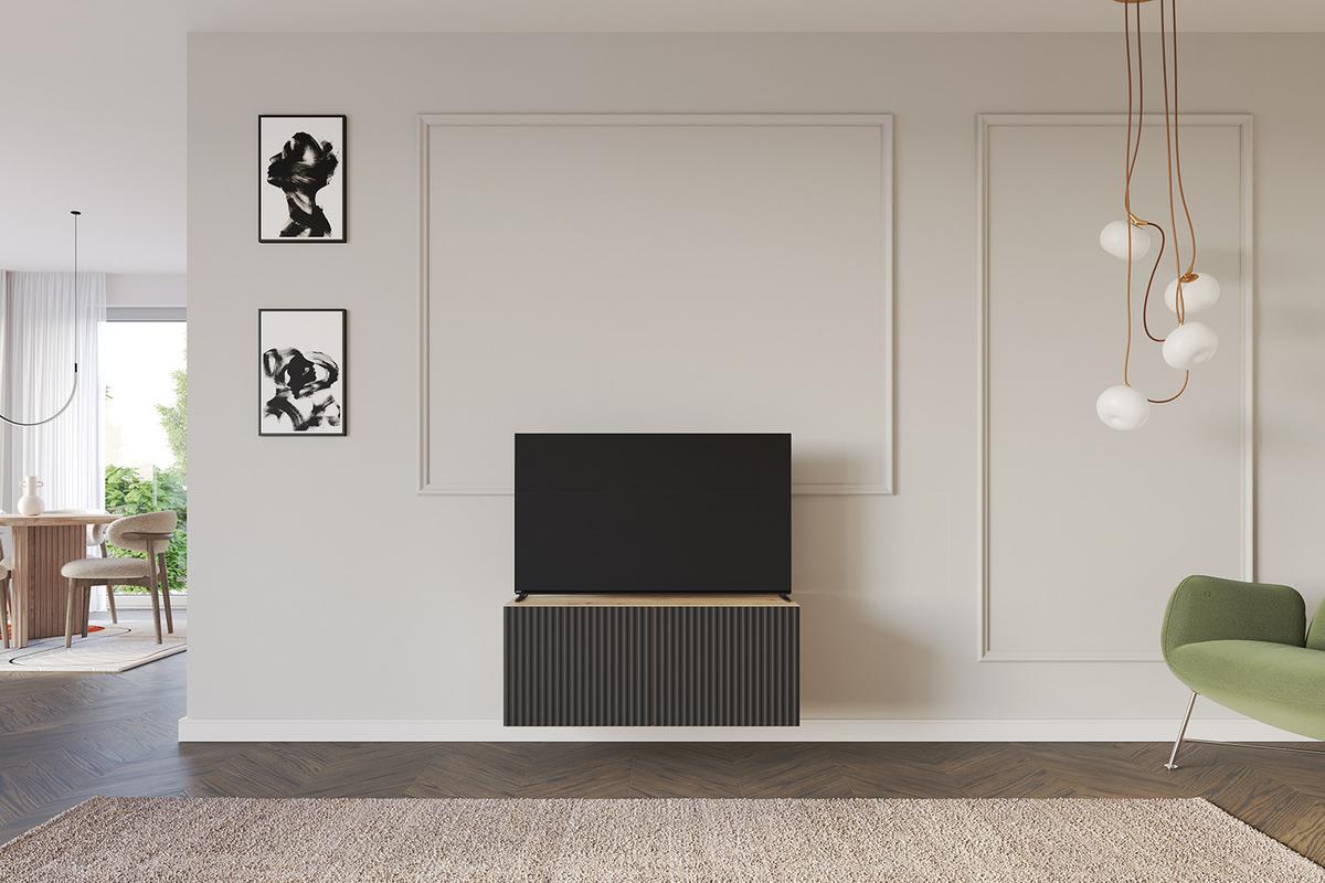 LOWBOARD NOA-2-W 100x40x40 cm - Artisan / Schwarz - Schwarz, Holzwerkstoff (100/40/40cm) - ALTDECOR