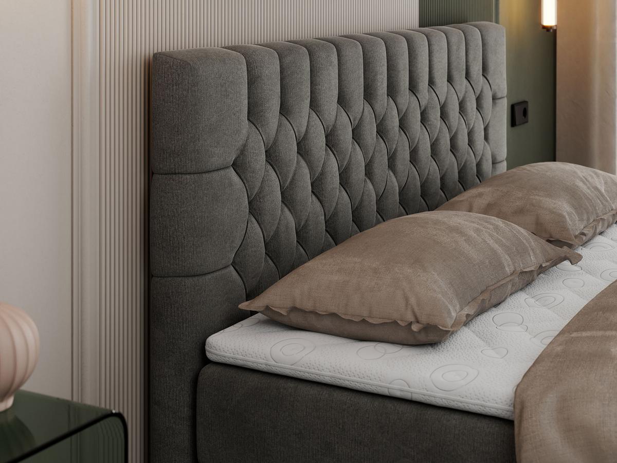 BOXBETT PERA 140/200 Dunkelgrau Velvet - H3 - Dunkelgrau, Holz/Textil (140/200cm) - MKS