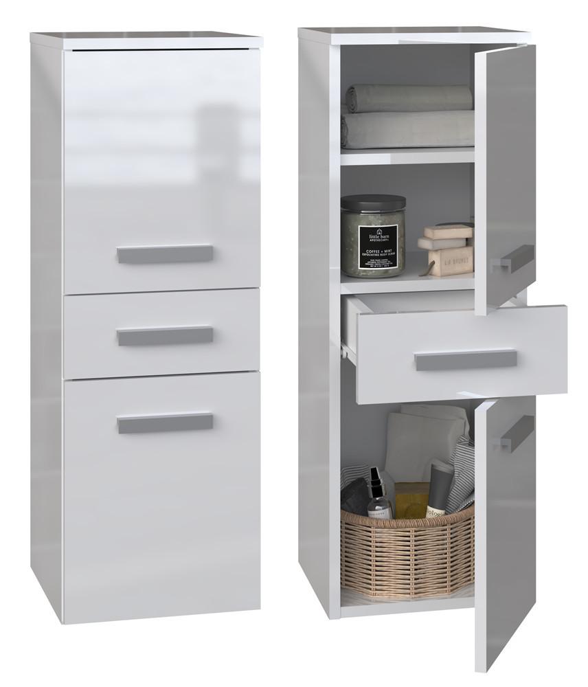 BADEZIMMERSCHRANK Weiß, Hochglanz Weiß 30/85/30 - Weiß, Holzwerkstoff (30/85/30cm) - RAUMHIRSCH FURNITURE