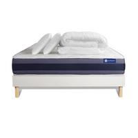 BETT Actiflex morpho Taschenfederkern und Memory-Schaum 160 x 200 cm h1 - Kit Bettgestell Weiß - Mit Kissen und Bettdecke - Beige/Weiß, Karton/Holz (160/200cm) - ACTISOM