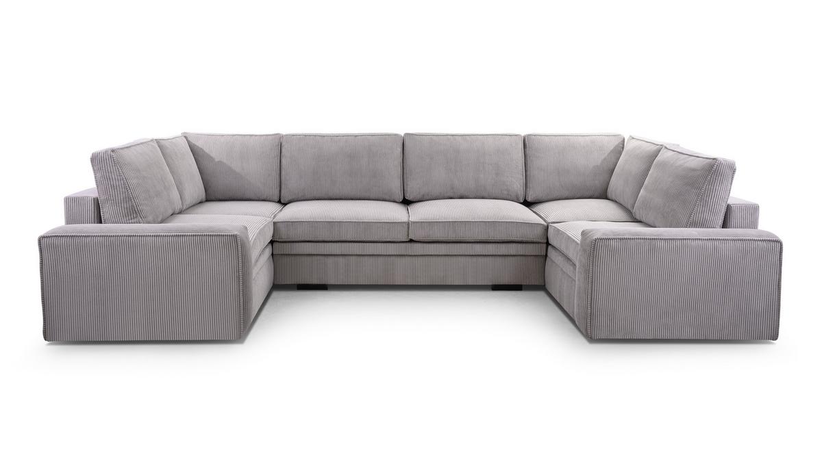 WOHNLANDSCHAFT Treville U Grau 378/196/93 cm – mit Bettkasten und Schlaffunktion - Schwarz/Grau, Kunststoff/Textil (378/93/196cm) - AX Living