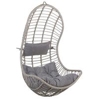 HÄNGESESSEL PE Rattan grau mit Sitzkissen Pineto - Grau, Kunststoff (66/137/80cm) - Beliani