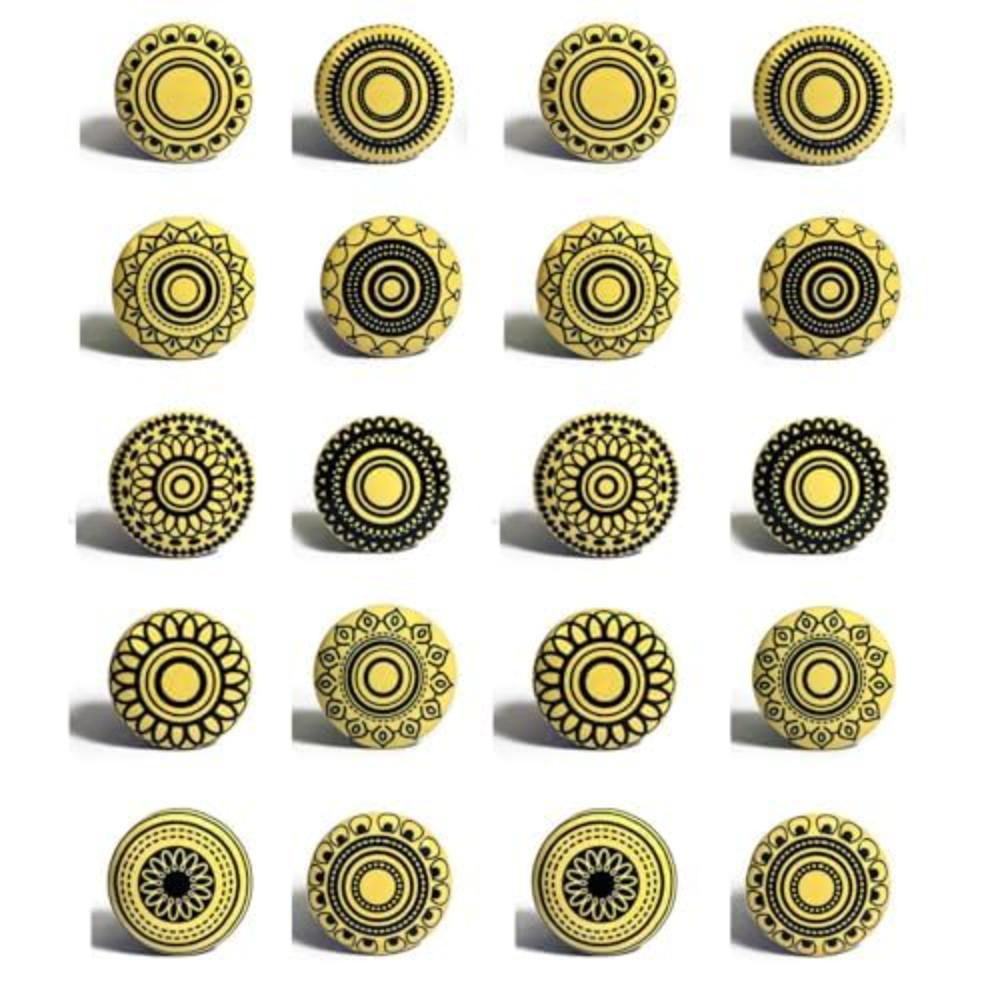 KERAMIKKNÖPFEN Set mit 20 senfgelben Keramikknöpfen40 mm - Beige, Keramik (4/4/6.9cm) - Nacnic