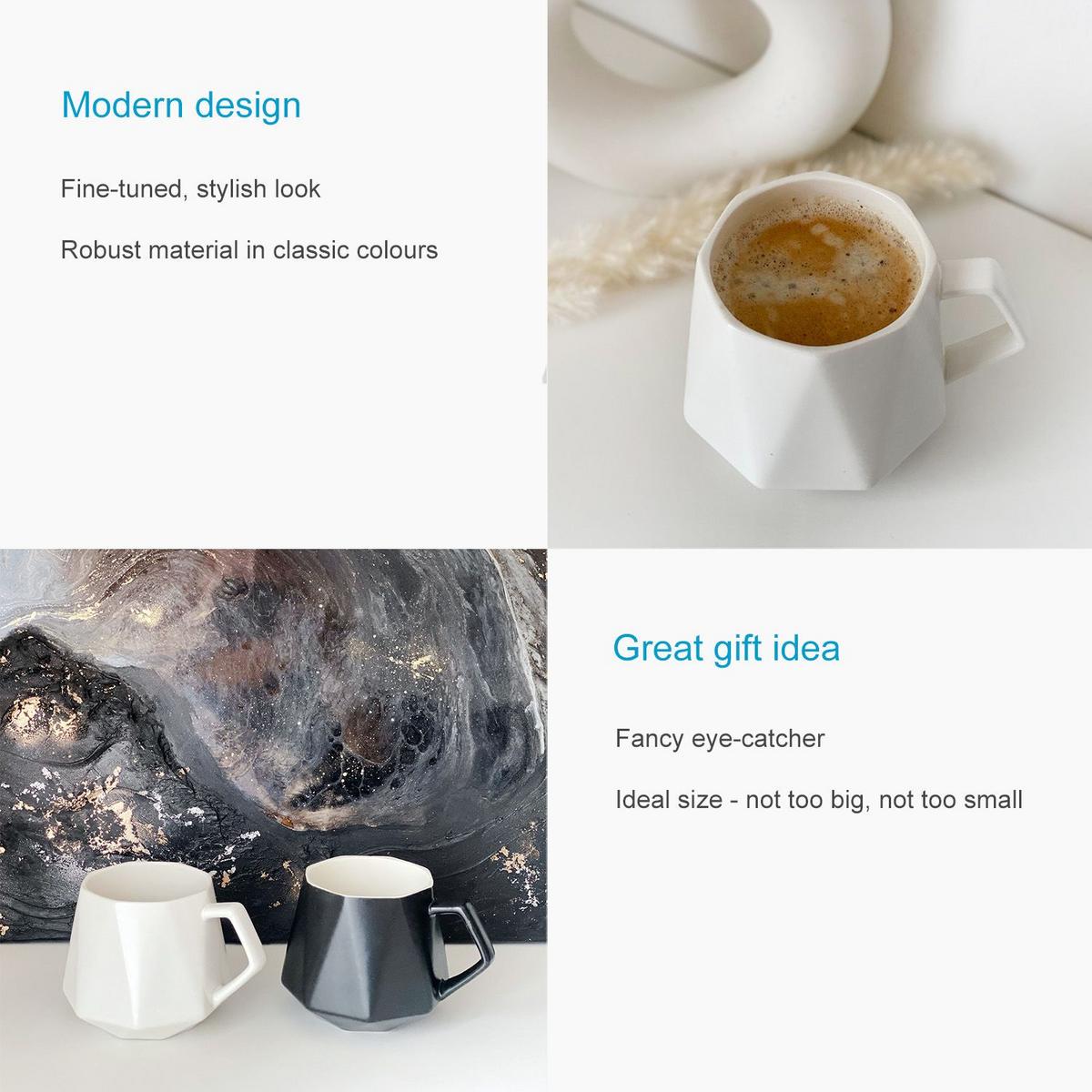 TEETASSE in Feinschliff Optik 350 ml (6-tlg.) - Weiß, Keramik (0.35L) - Intirilife