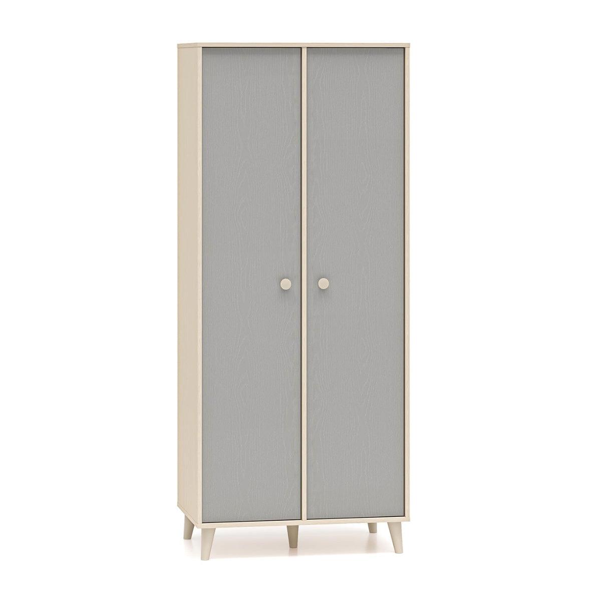 SCHRANK 2 Türen Alycia Beige - Grau - Holzeffekt - Grau, Holz (80/190/51cm) - Petits-meubles