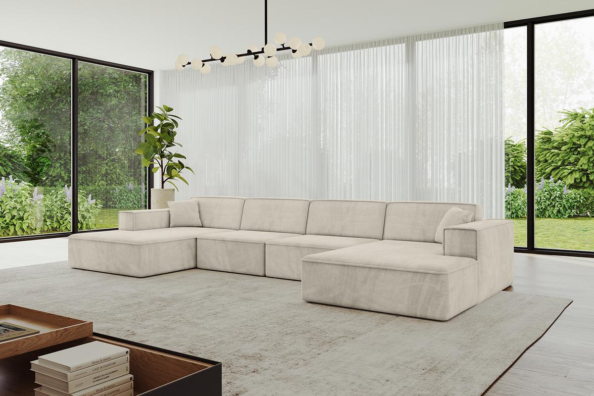WOHNLANDSCHAFT IREA-U2-v4 - 388x171x79 cm Dunkelgrau - Ecru, Holzwerkstoff/Textil (388/79/171cm) - ALTDECOR