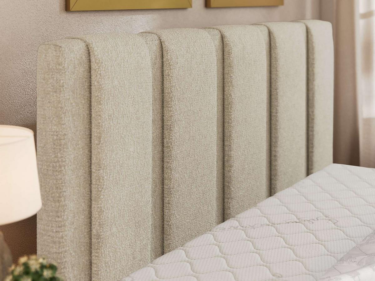 POLSTERBETT SAVINO CLASSIC 180/200 - Creme Struktur - Multipocket-Matratze - Creme/Schwarz, Kunststoff/Textil (180/200cm) - MKS