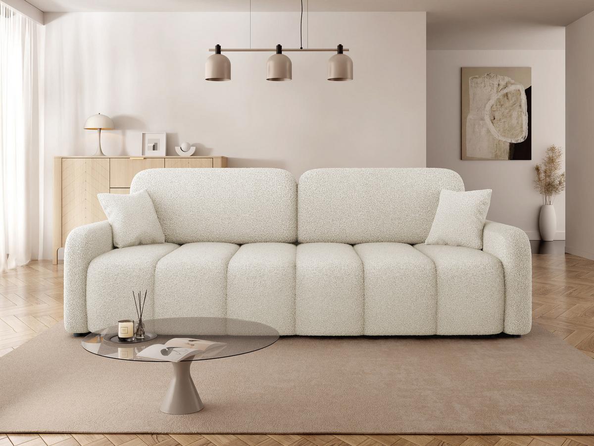 SCHLAFSOFA Carlos Boucle - Creme/Schwarz, Holz/Kunststoff (236/90/114cm) - MIRJAN24
