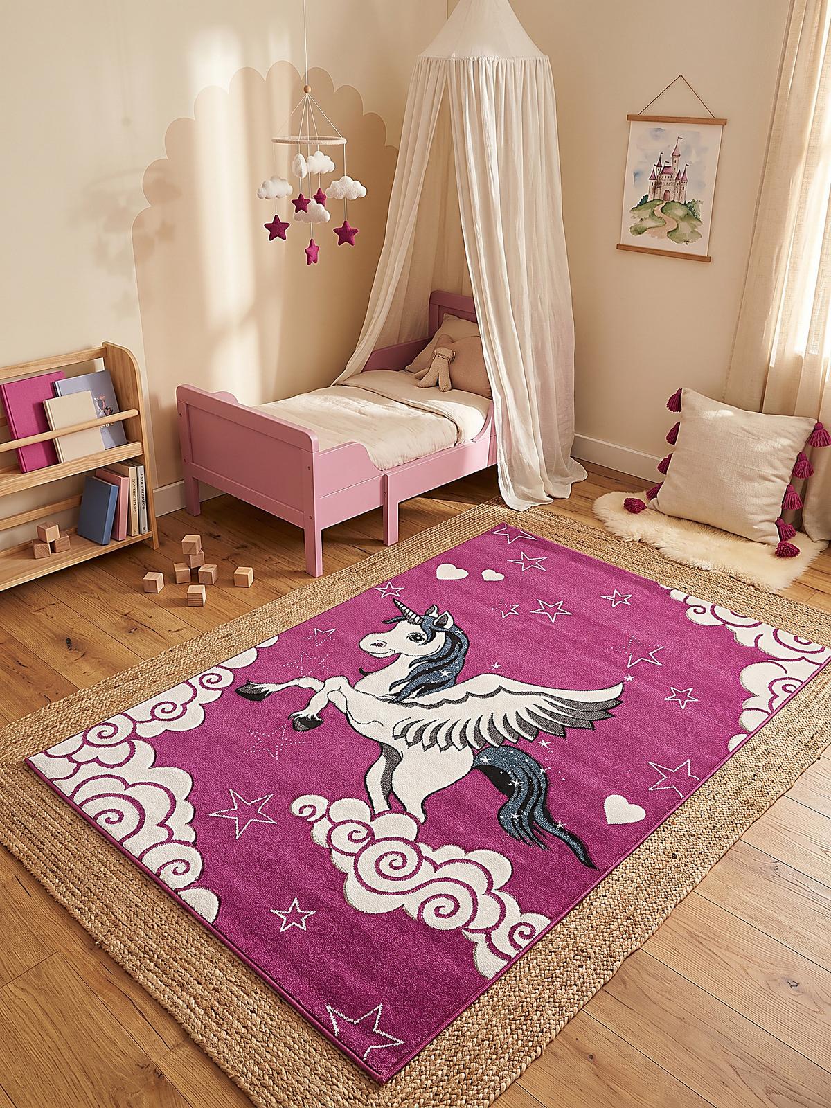 KINDERTEPPICH Kurzflor Sterne CASOLA Polypropylen Fuchsia 120 x 170 cm - Rosa, Textil (120/170cm) - KADIMA DESIGN
