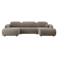 WOHNLANDSCHAFT Dream U - Hellbraun/Schwarz, Holz/Kunststoff (318/88/160cm) - MIRJAN24