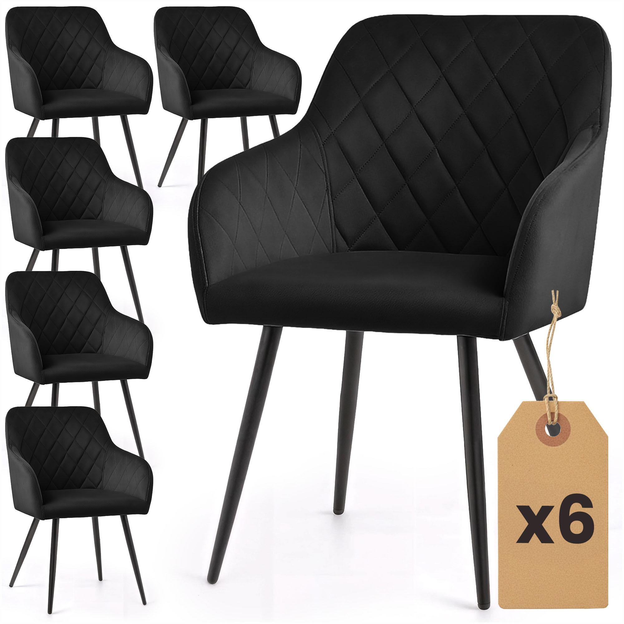 POLSTERSTUHL 6er Set, Metallbeine Schwarz 54,5/82/58 - Schwarz, Textil (55/82/52cm) - RAUMHIRSCH FURNITURE