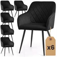 POLSTERSTUHL 6er Set, Metallbeine Schwarz 54,5/82/58 - Schwarz, Textil (55/82/52cm) - RAUMHIRSCH FURNITURE