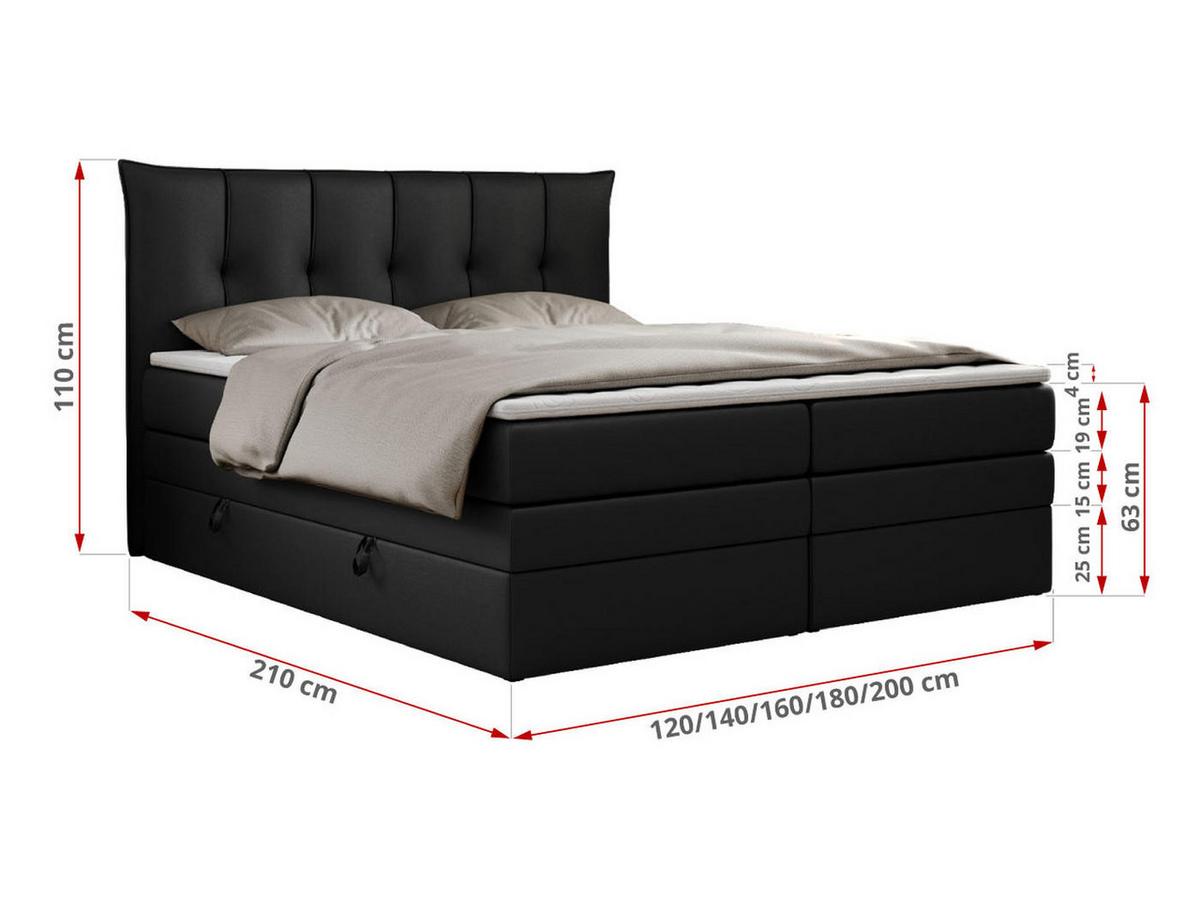 BOXSPRINGBETT PREMIUM 10 KING 180/200 Schwarz Kunstleder - H3 - Schwarz, Holz/Textil (180/200cm) - MKS