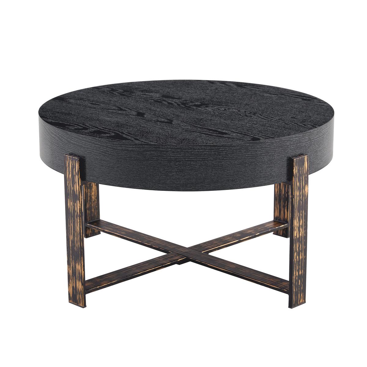 COUCHTISCH holzoptik schwarz kreuzgestell stabil - Schwarz, Holzwerkstoff (68/68/39cm) - Urban Meuble