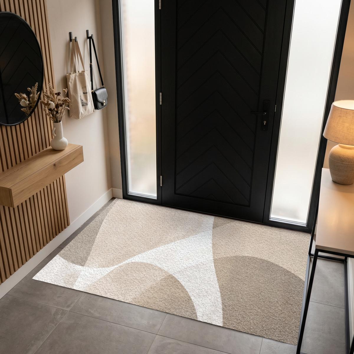 FUSSMATTE Glatte Oberflächen - Harmonisch - Wellenförmig Schmutzfangmatte 180x120 cm - Beige, Kunststoff (180/0.4cm) - MuchoWow
